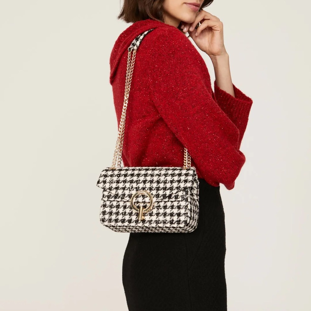 Sandro Yza Houndstooth Tweed Shoulder Bag